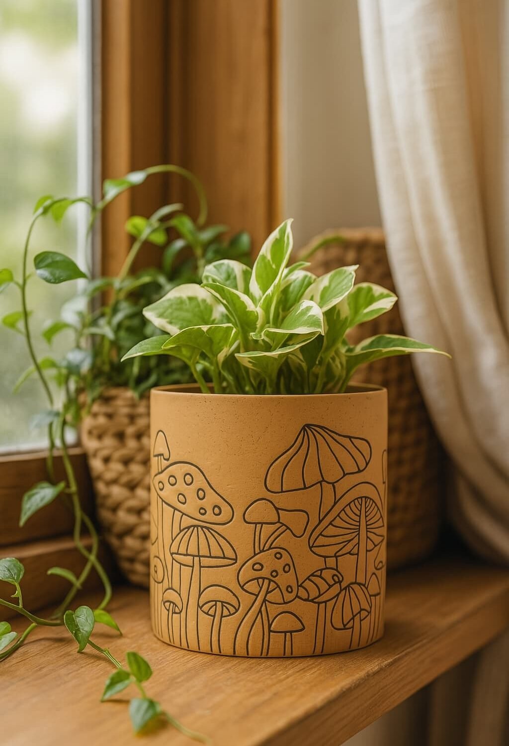 Whimsical Terracotta-Style Boho Mushroom Planter || 4.5” Decorative Pot for Small Plants or Cuttings