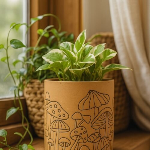 Whimsical Terracotta-Style Boho Mushroom Planter || 4.5” Decorative Pot for Small Plants or Cuttings