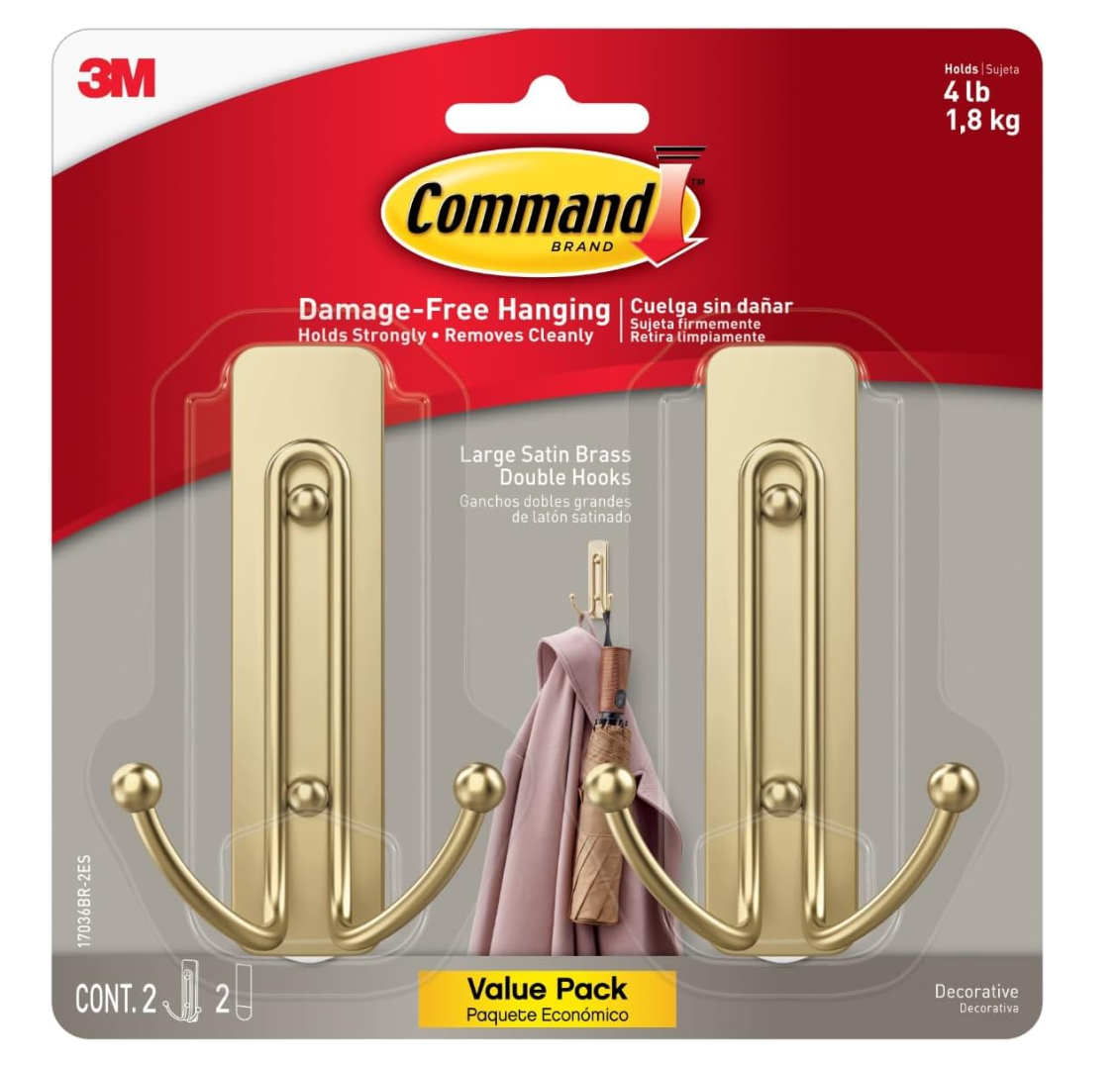 command hook brass adhesive wall hanging solution for renters