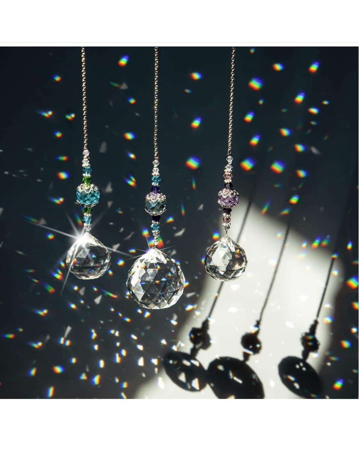 crystal prism suncatcher​ with rainbows
