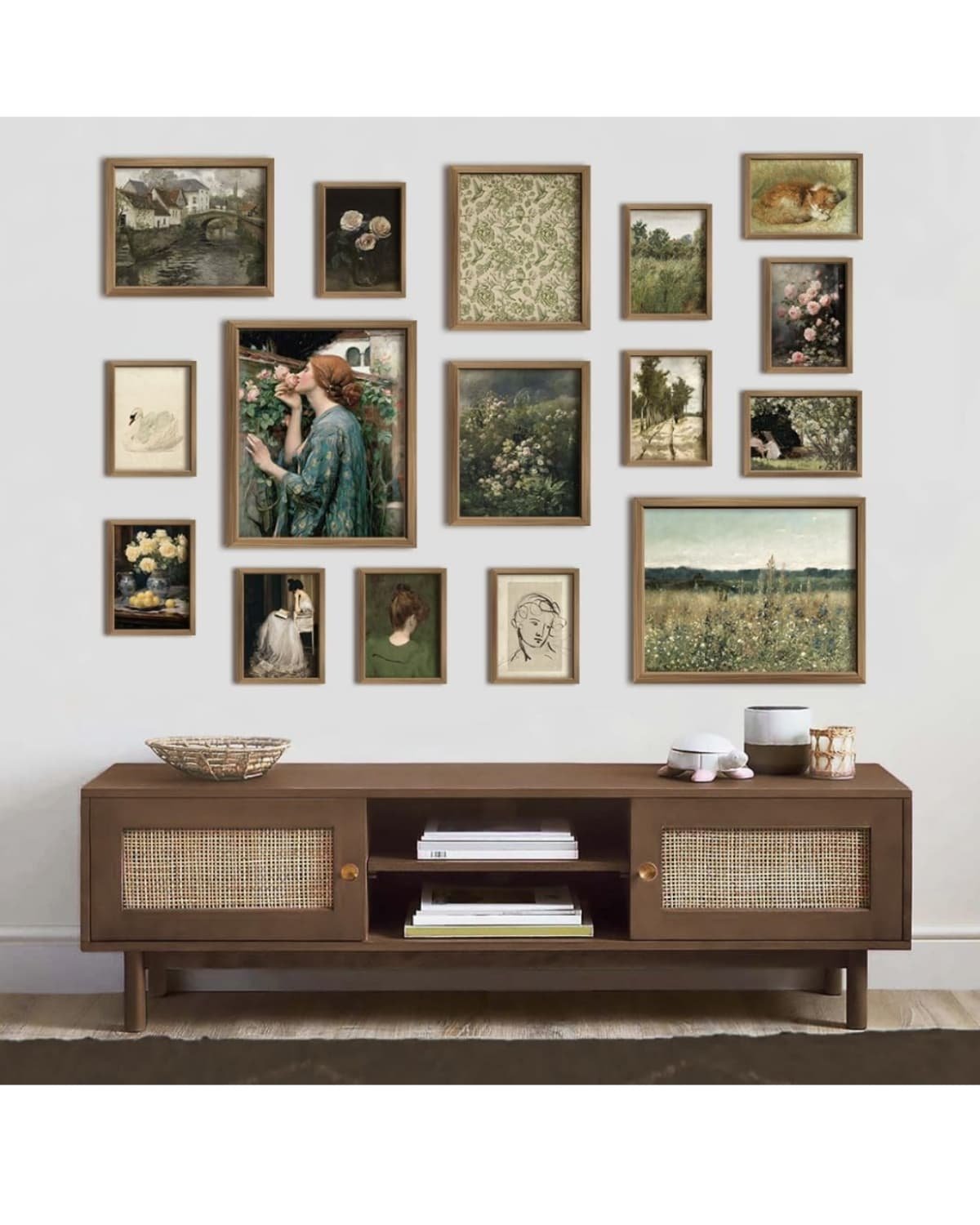 16 PCS Vintage Botanical & Ethereal Wall Decor for Bedroom - Aesthetic Gallery Wall Prints , Cottagecore Collage Kit Pictures